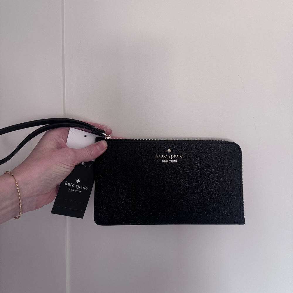 Kate Spade Sparkly‎ Black Zip Clutch